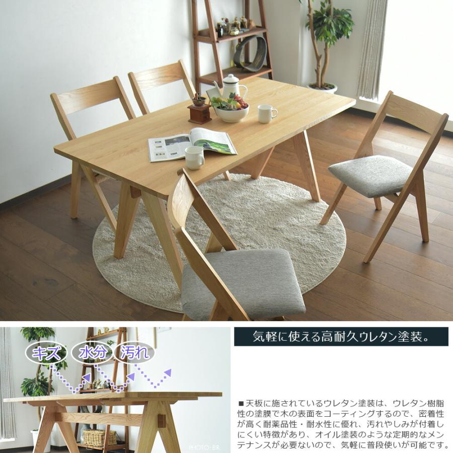 ダイニングテーブルセット 4人掛け 160cm テーブルセット 食卓 5点セット オーク 無垢テーブル 4人用 ブラウン ナチュラル 別売りシートカバー おしゃれ_4
