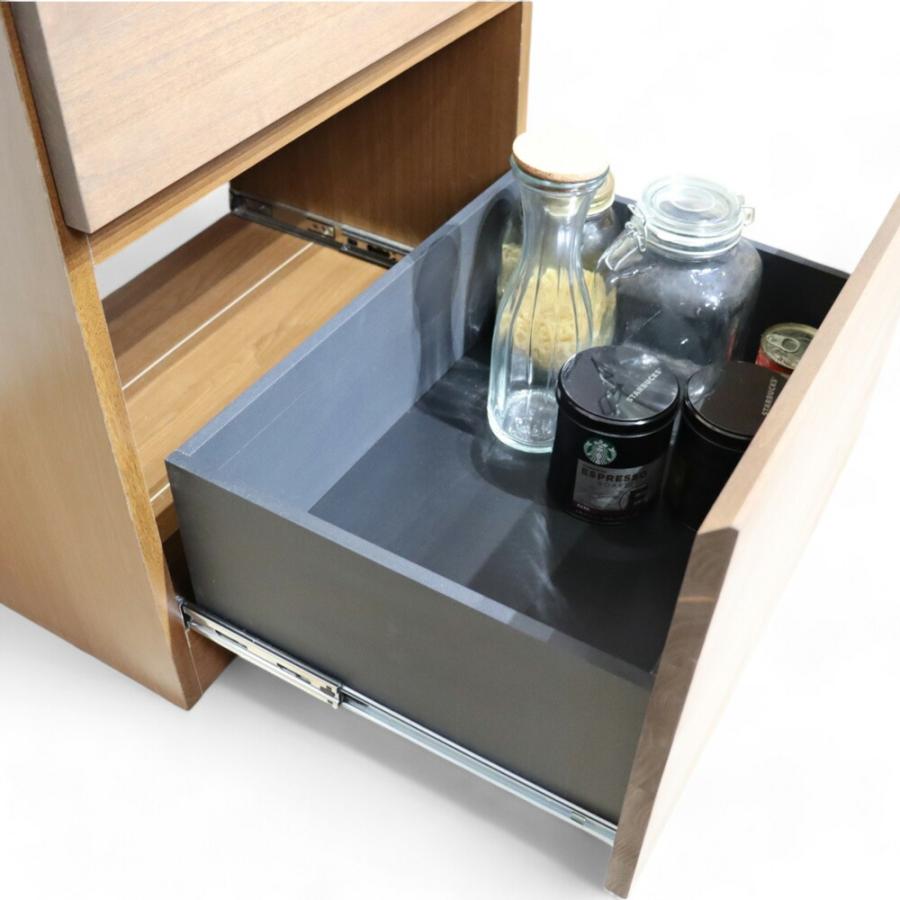 日本製 食器棚 ダイニングボード 幅60cm キッチンボード キッチン収納 木製 完成品 大川 家具 モダン 人気 エナメル塗装 北欧 大型レンジ_2