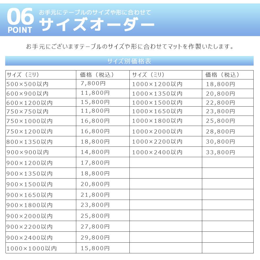 テーブルマット サイズオーダータイプ 900×1200以内 日本製 クリアタイプ 塩化ビニールマット 非転写 耐熱60° キズ・汚れに強い 2ミリ厚 爆買_7