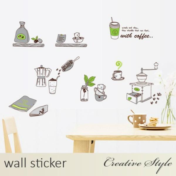 ウォールステッカー キッチン コーヒー生活 カフェ 北欧 おしゃれ かわいい 壁シール ウォールシール インテリアシール はがせる｜creative-style
