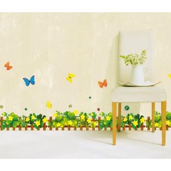 ウォールステッカー 花 植物 クローバー花柵 木 北欧 壁シール ウォールシール おしゃれ 卸直営 壁飾り はがせる 壁装飾 模様換え インテリアシール