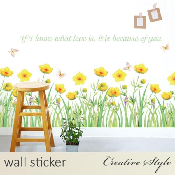 ウォールステッカー 花 植物 小さな黄色い花  北欧 木 ナチュラル 壁シール ウォールシール はがせる おしゃれ 壁飾り 壁装飾 模様替え