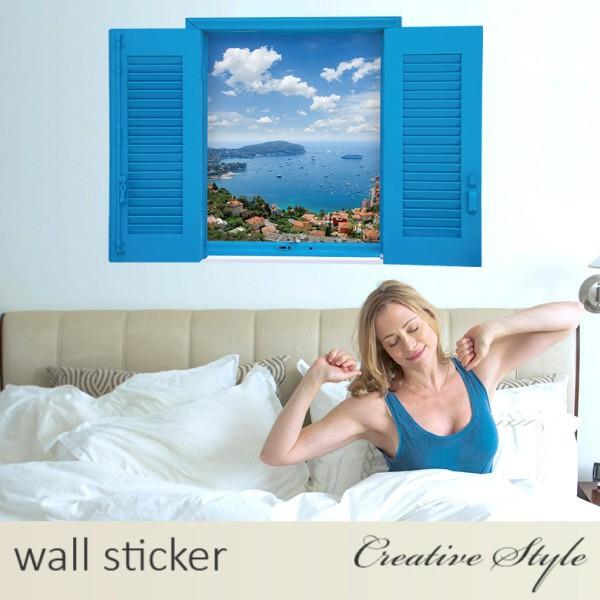 ウォールステッカー  窓 地中海 海 風景 壁シール ウォールシール はがせる おしゃれ 壁飾り 壁装飾 模様替え｜creative-style｜02