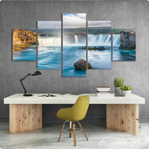 インテリア アートパネル 滝の絶景 絵画 油絵風 壁飾り ファブリック 