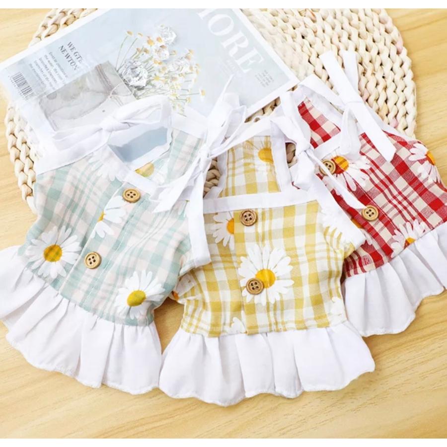 犬 服 ワンピース おしゃれ かわいい フリル スカート 夏服 夏用 夏物