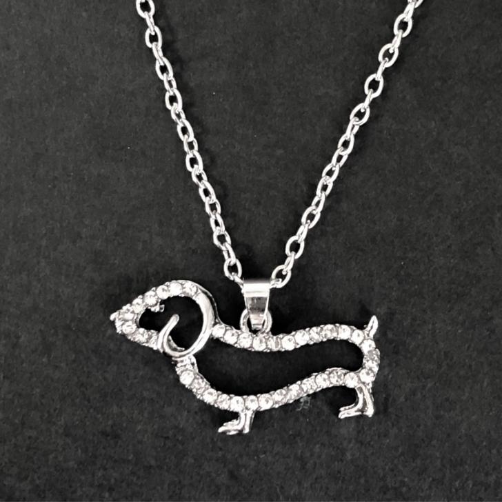ネックレス ダックスフンド 犬 レディース クリスタル スワロフスキー