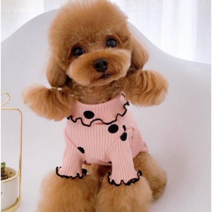 犬 服 犬服 おしゃれ かわいい フリフリ フリル 小型犬 水玉 シャツ 犬