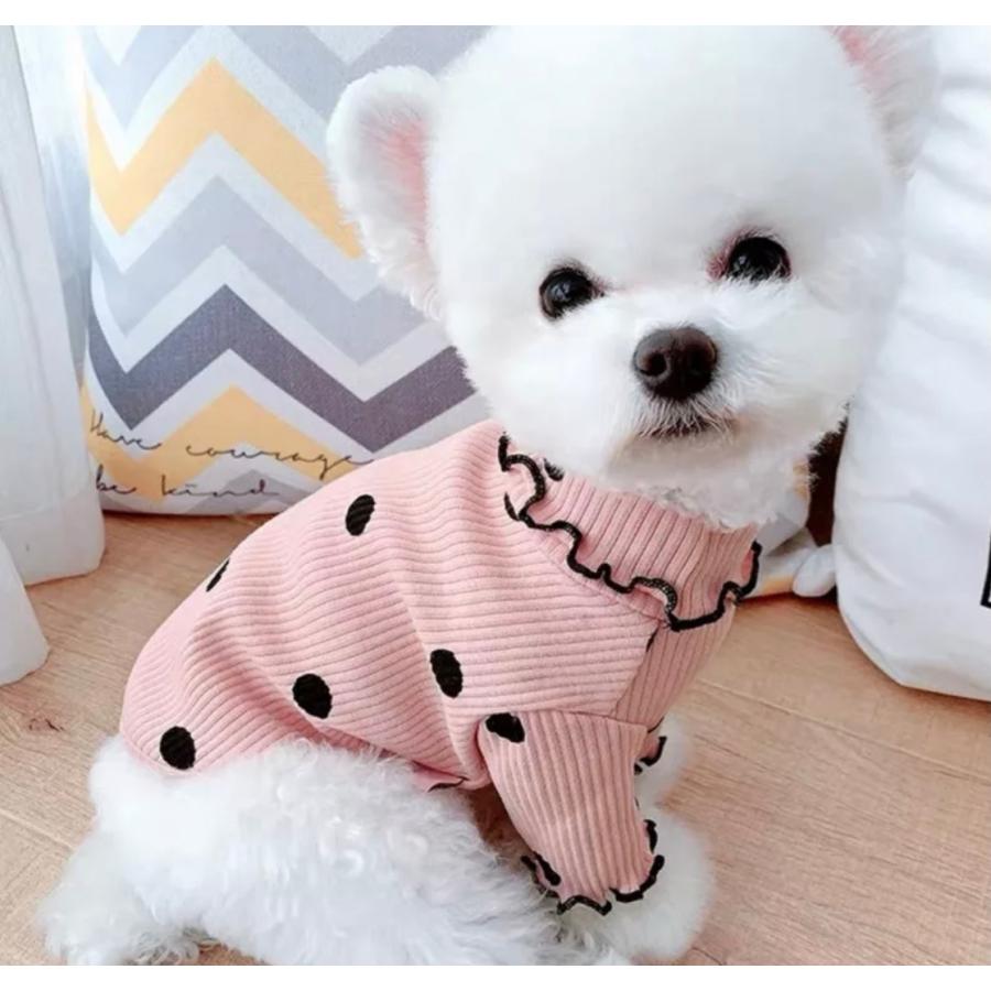 犬 服 犬服 おしゃれ かわいい フリフリ フリル 小型犬 水玉 シャツ 犬