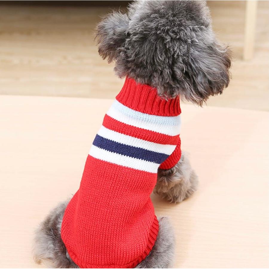 犬 服 犬服 おしゃれ ニット セーター ボーダー 小型犬 あたたかい 赤