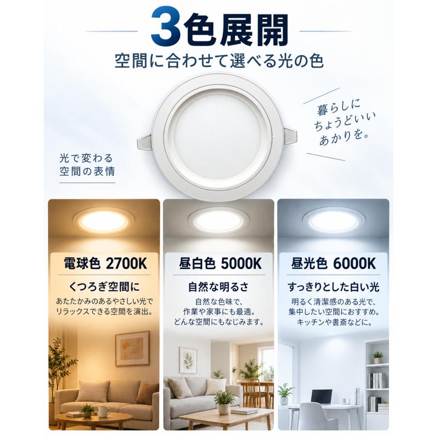 LEDダウンライト 薄型 100Φ 8W 960lm 電源一体型 電球色・昼白色