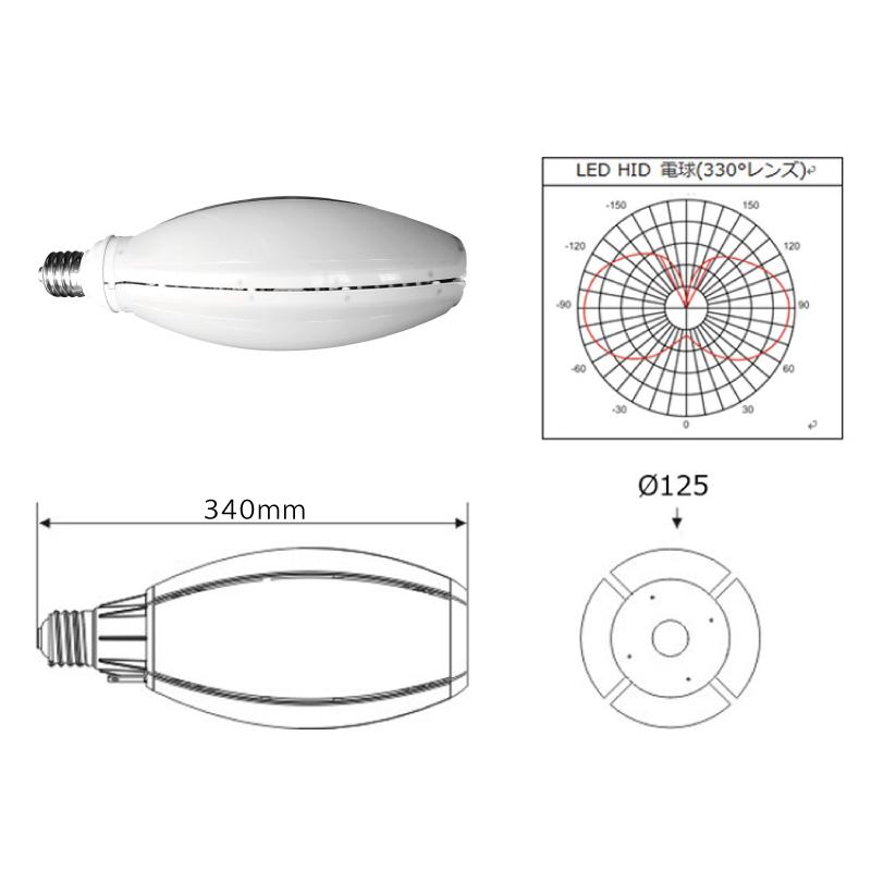 LED水銀灯ランプ 水銀灯700W相当 E39  昼白色 消費電力125W 20000lm IP65 別置き電源｜creavo｜05