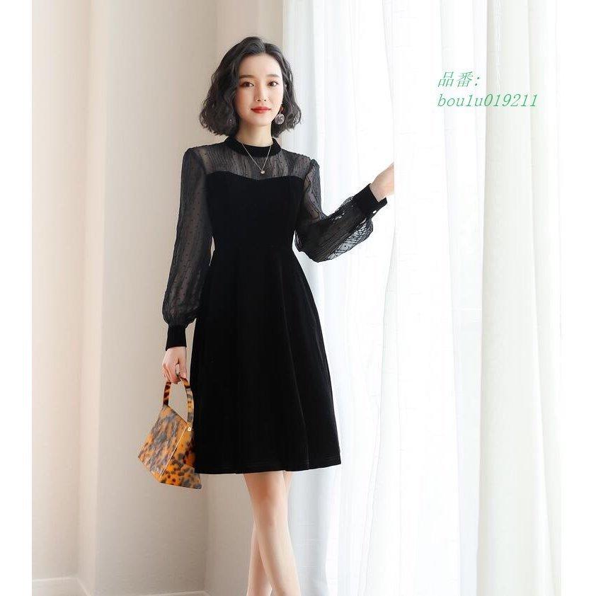 長袖 フォーマルワンピース 二次会 通勤 Ol 30代 ベロアワンピース 着痩せワンピース きれいめ ミディアム丈ワンピース 冬 レース繋がり レディース 秋 40代 Mkevidxwop レディースファッション Www Euromeca Fr