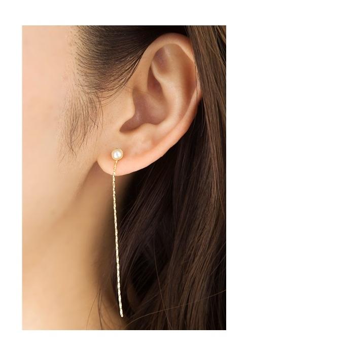 ケシパール×ゴールド　ベネチアンチェーンピアス　アメリカンチェーンピアス K10】ベーシックアメリカンピアス/ベネチアンチェーン（ピアス