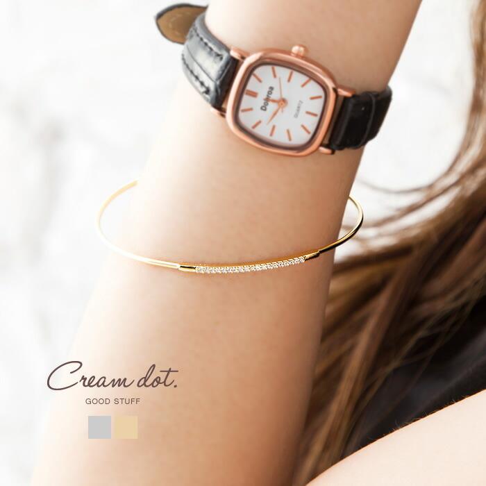 ブレスレット 重ね付け バングル レディース C型 金 銀 キュービックジルコニア シンプル 華奢 上品 おしゃれゆうパケットok Outlet Cream Dot 通販 Paypayモール