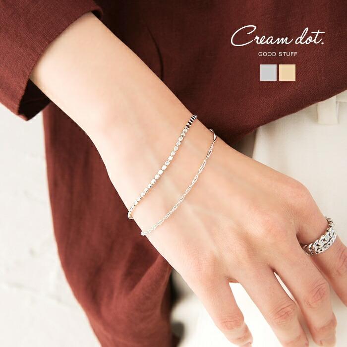 ブレスレット 2連 チェーン カットラウンド 細身 華奢 ゴールド シルバー 上品 清楚 結婚式 お呼ばれゆうパケット送料無料 Cream Dot 通販 Paypayモール