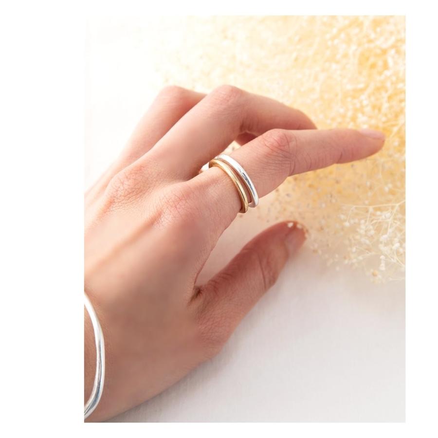 2点セット リング 指輪 金属アレルギー 重ねづけ 重ね付け ファッションリング バイカラー ツヤ消し 艶消し ゆうパケット送料無料 A Cream Dot 通販 Yahoo ショッピング