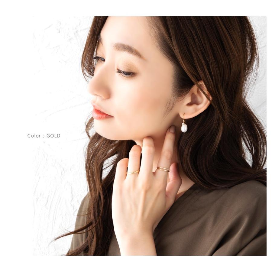 リング 指輪 金属アレルギー 18kコーティング ピンキーリング 大きいサイズ ビジュー レイヤード風 コンビカラー ゆうパケット送料無料 | Cream dot. | 06