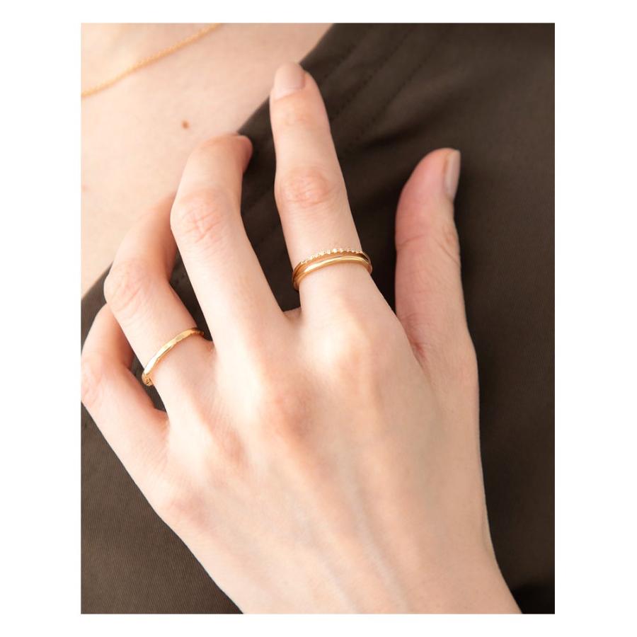 リング 指輪 金属アレルギー 18kコーティング ピンキーリング 大きいサイズ ビジュー レイヤード風 コンビカラー ゆうパケット送料無料 | Cream dot. | 07