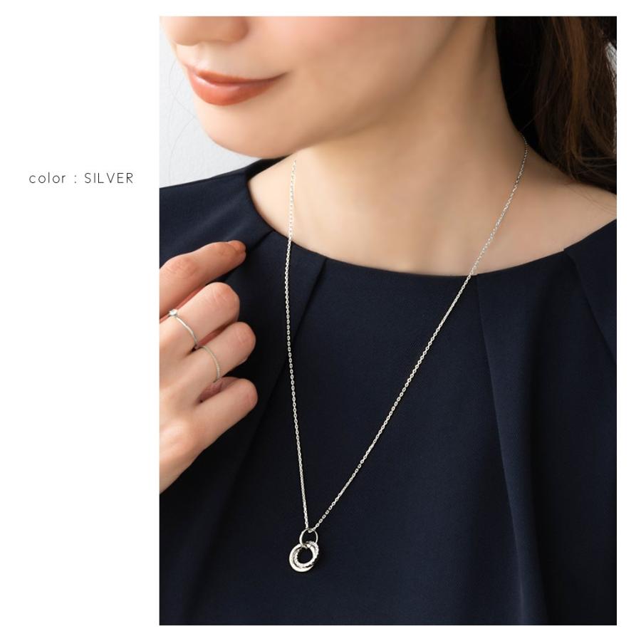 ジルコニア輝く 個性派 シルバーチェーンネックレス シルバー]ジルコニアスライドチェーンネックレス