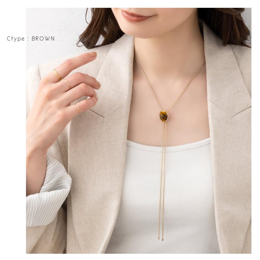 ネックレス タイネックレス ラリエット レディース 長さ調整 マーブル 