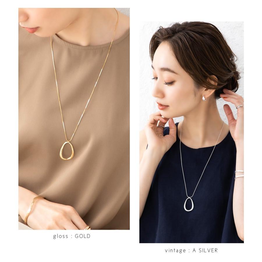 【最大30％OFF×全品送料無料】金属アレルギー対応 ロングネックレス ニッケルフリー ひねり ねじり 変形 ドロップ オーバル ヴィンテージ調 | Cream dot. | 09