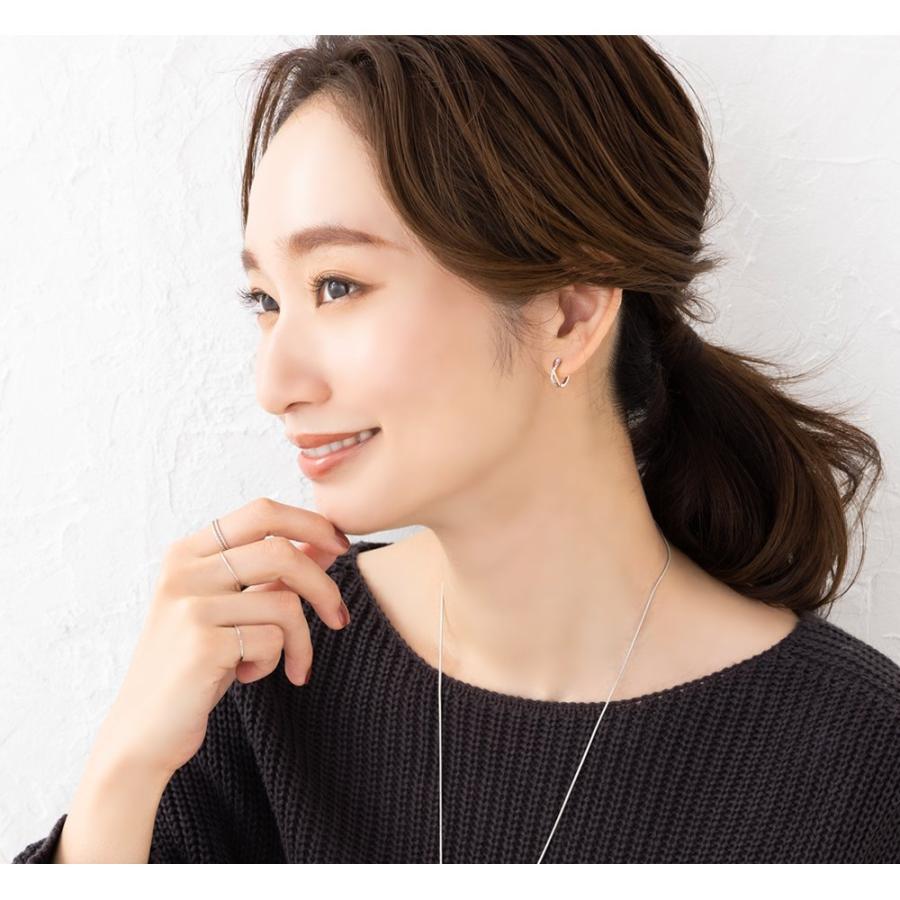 金属アレルギー対応 ピアス フープピアス ニッケルフリー キャッチレス 開閉式 ビジュー クロス コンビカラー | Cream dot. | 10