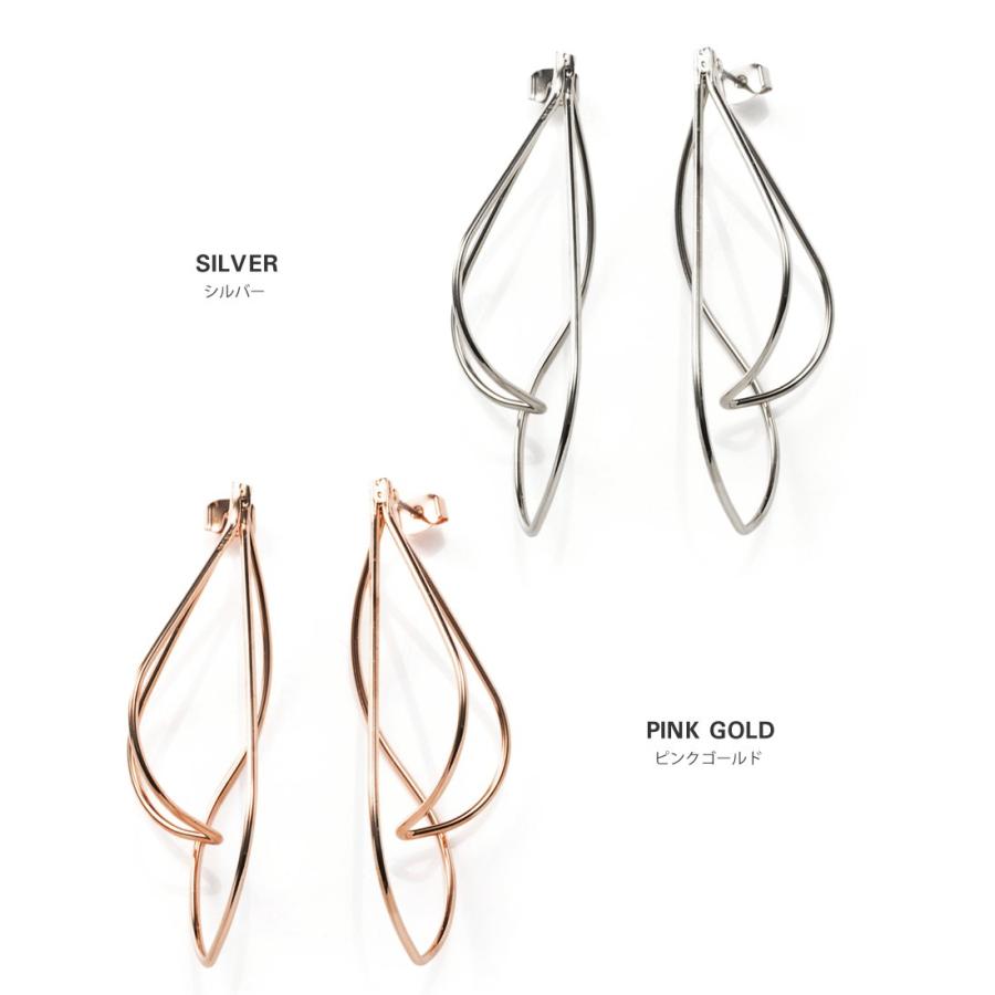 【最大30％OFF×全品送料無料】金属アレルギー対応 ピアス ニッケルフリー 18kコーティング ワイヤー ドロップ 立体 メタル 変形 ニュアンスライン | Cream dot. | 04