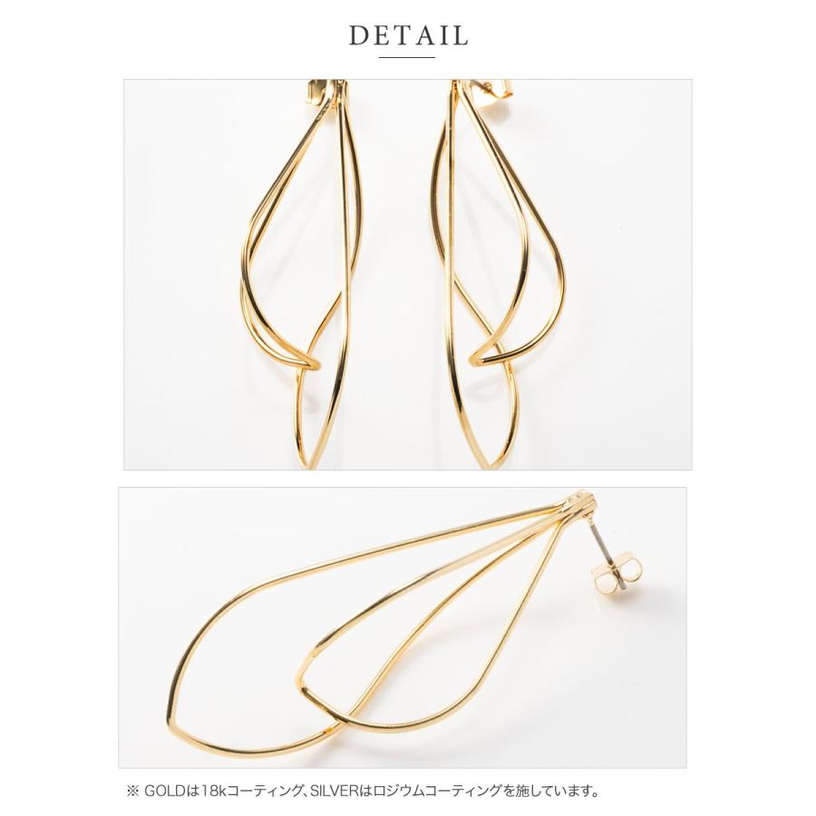 【最大30％OFF×全品送料無料】金属アレルギー対応 ピアス ニッケルフリー 18kコーティング ワイヤー ドロップ 立体 メタル 変形 ニュアンスライン | Cream dot. | 05
