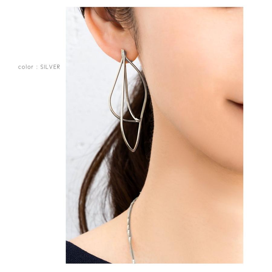 【最大30％OFF×全品送料無料】金属アレルギー対応 ピアス ニッケルフリー 18kコーティング ワイヤー ドロップ 立体 メタル 変形 ニュアンスライン | Cream dot. | 08