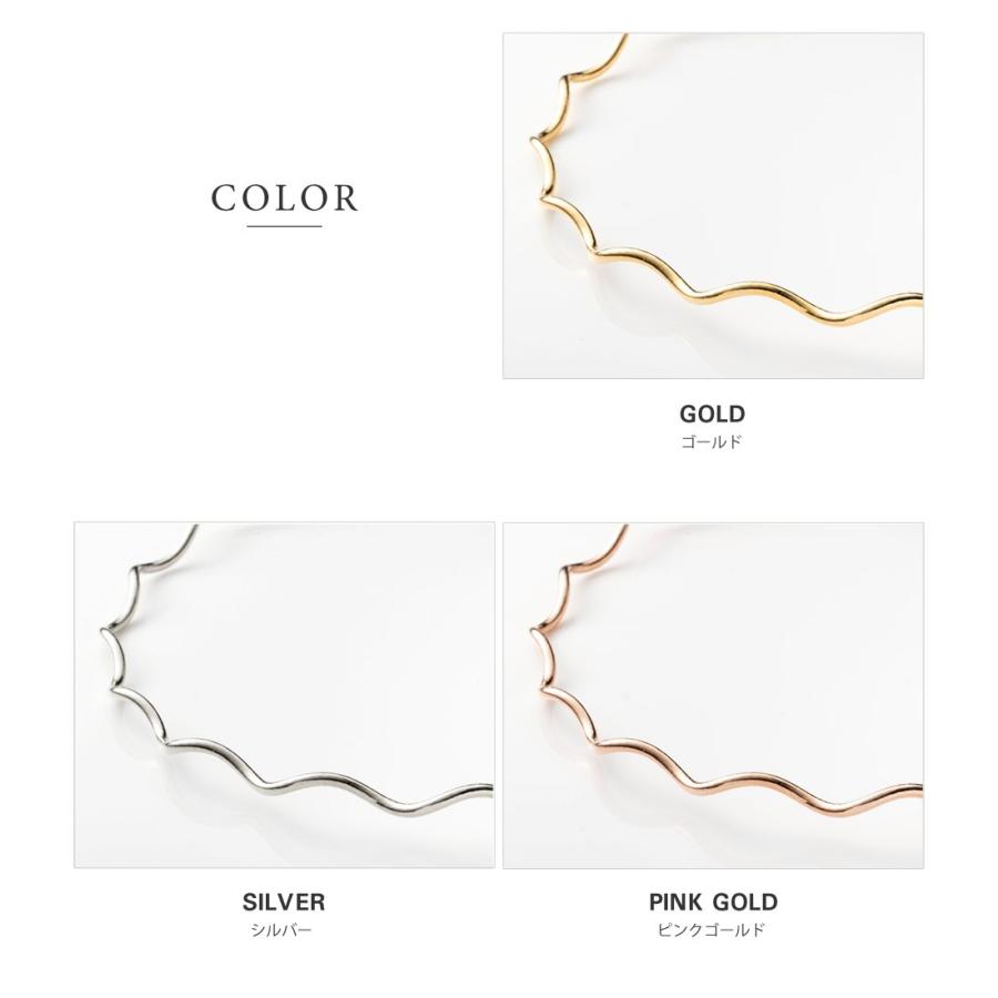 金属アレルギー対応 チョーカー ニッケルフリー 18kコーティング ウェーブ 波 メタル メタルチョーカー 華奢 outlet | Cream dot. | 02