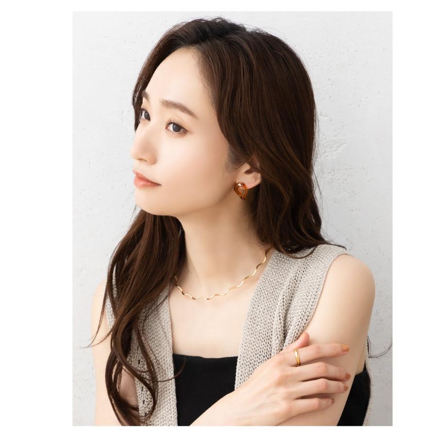 金属アレルギー対応 チョーカー ニッケルフリー 18kコーティング ウェーブ 波 メタル メタルチョーカー 華奢 outlet | Cream dot. | 05