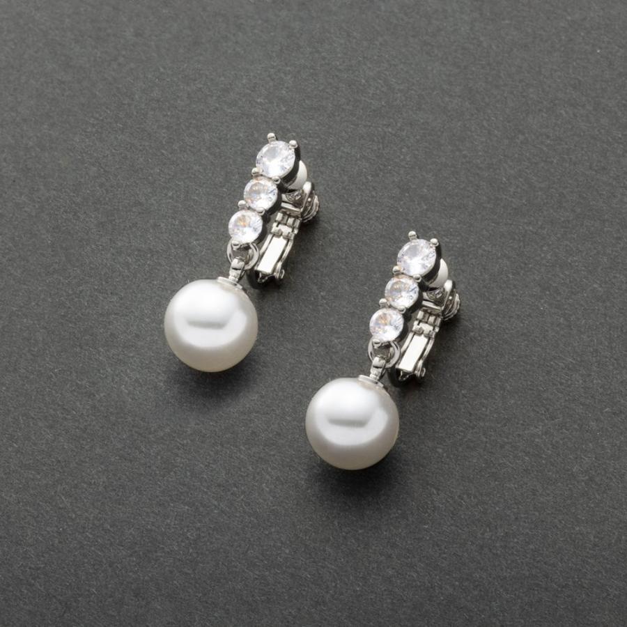 【本日限定！全品ポイント5倍】金属アレルギー対応 選べる イヤリング ピアス ニッケルフリー 18kコーティング パール ビジュー 3連 揺れる | Cream dot. | 02