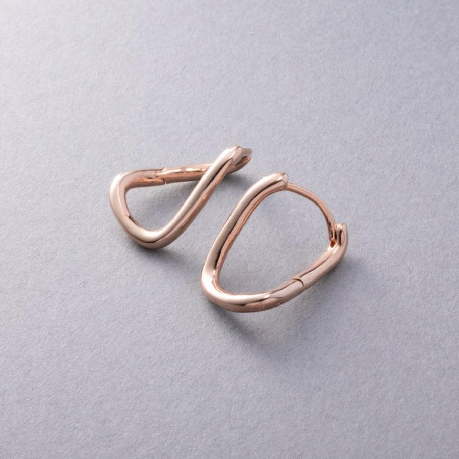 【最大30％OFF×全品送料無料】金属アレルギー対応 ピアス フープ ニッケルフリー 18kコーティング ウェーブ 変形 クロス ねじり キャッチレス | Cream dot. | 03