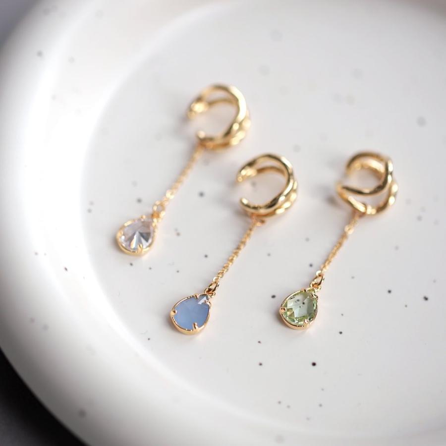 金属アレルギー対応 イヤーカフ 18kコーティング ニッケルフリー ドロップ カラーストーン 片耳用 outlet | Cream dot. | 11