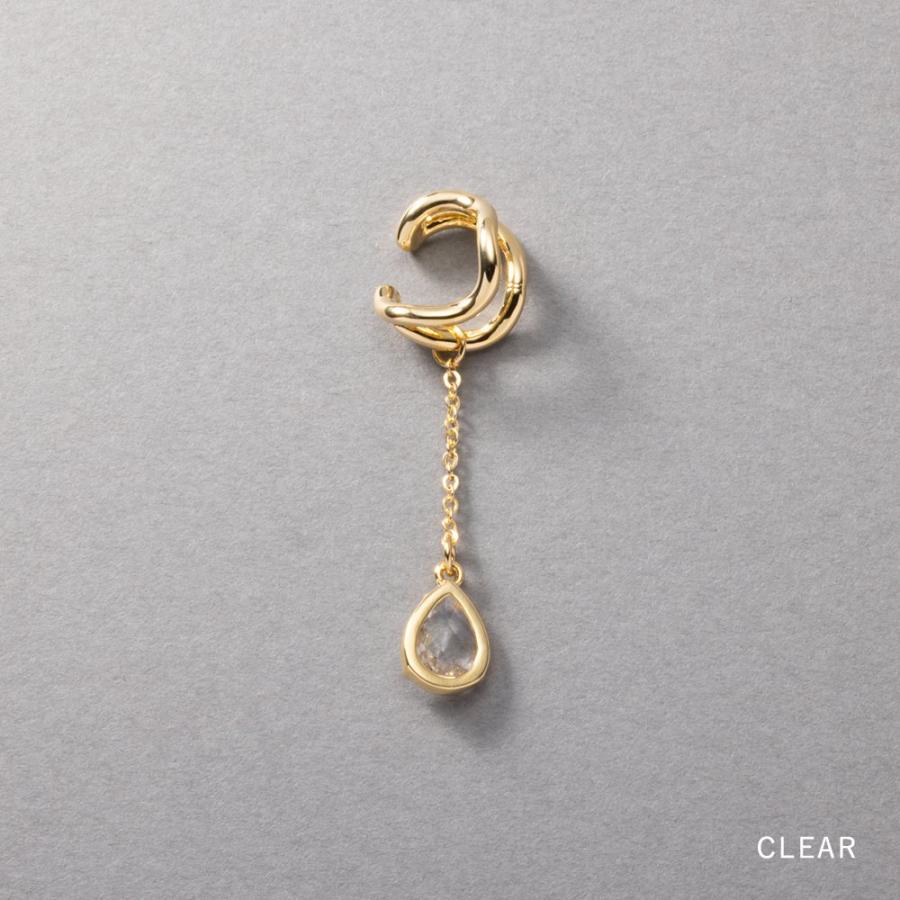 金属アレルギー対応 イヤーカフ 18kコーティング ニッケルフリー ドロップ カラーストーン 片耳用 outlet | Cream dot. | 01