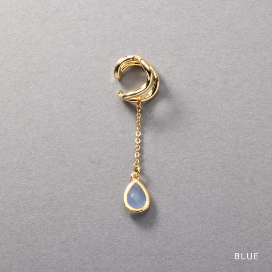 金属アレルギー対応 イヤーカフ 18kコーティング ニッケルフリー ドロップ カラーストーン 片耳用 outlet | Cream dot. | 03