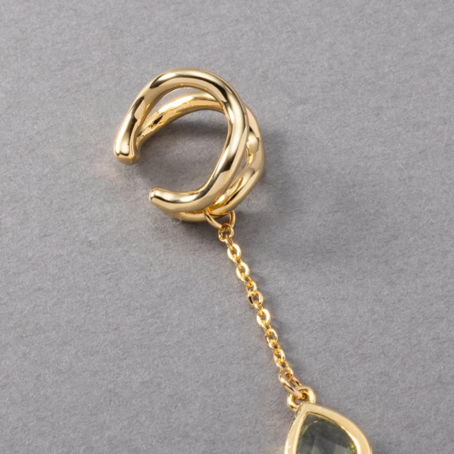 金属アレルギー対応 イヤーカフ 18kコーティング ニッケルフリー ドロップ カラーストーン 片耳用 outlet | Cream dot. | 05