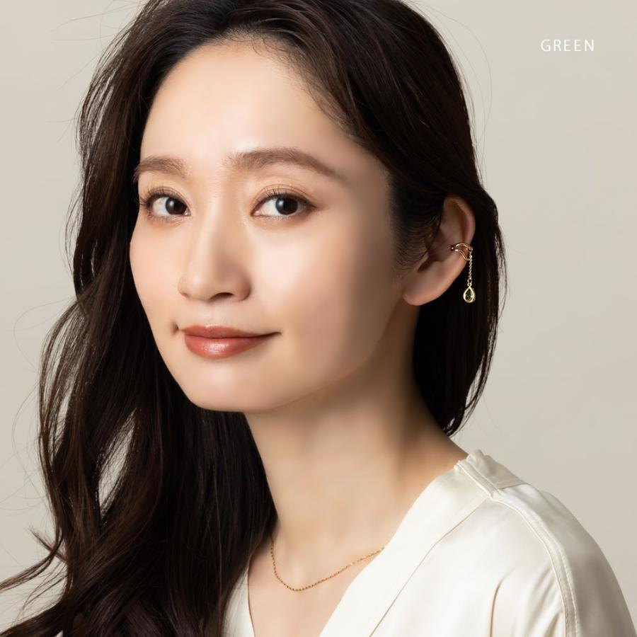 金属アレルギー対応 イヤーカフ 18kコーティング ニッケルフリー ドロップ カラーストーン 片耳用 outlet | Cream dot. | 08