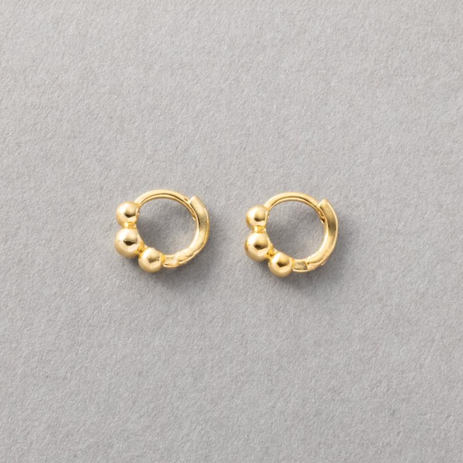 【最大30％OFF×全品送料無料】金属アレルギー対応 ピアス ニッケルフリー 18kコーティング フープ キャッチレス 中折れ 極小 メタルボール フィットピアス | Cream dot. | 07