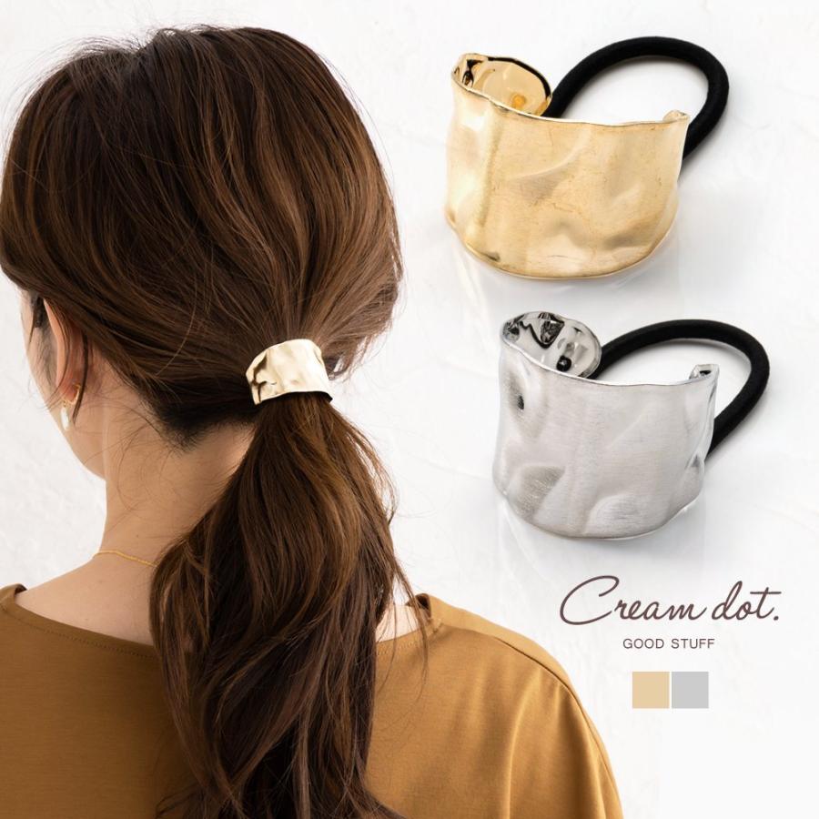 ヘアゴム 大人っぽい おしゃれ ヘアアクセサリー 艶消し 変形 歪 カーブ たたき加工 大人 上品 エレガント ゆうパケットok K Cream Dot 通販 Yahoo ショッピング
