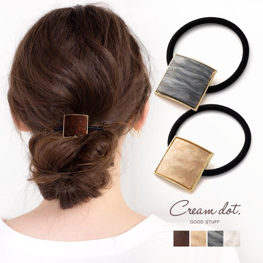 ヘアゴム 大人っぽい おしゃれ ヘアアクセサリー シェル風 ニュアンスカラー スクエア 四角 ゴールド 縁取り 大人 ゆうパケットok K Cream Dot 通販 Yahoo ショッピング