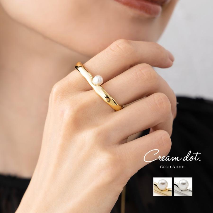 Cream dot. ダブルフィンガーリング 指輪 レディース 一粒パール Cream dot. ダブルフィンガーリング 指輪 レディース 一粒パール