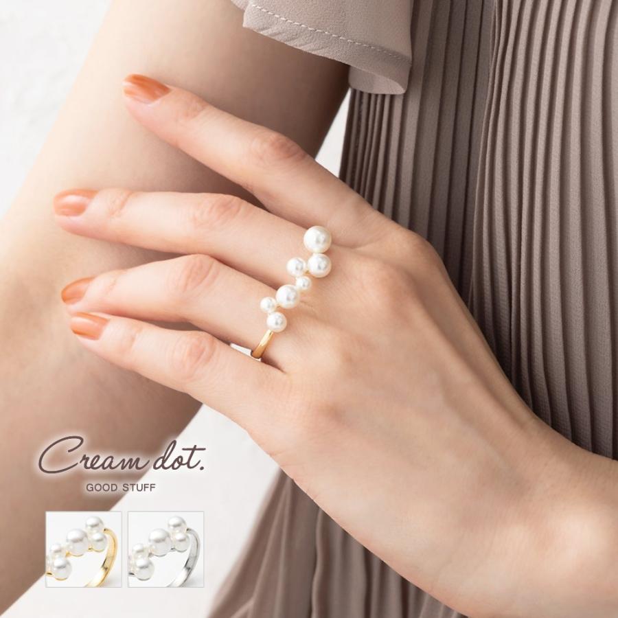 Cream dot. ダブルフィンガーリング 指輪 レディース メタル 2本
