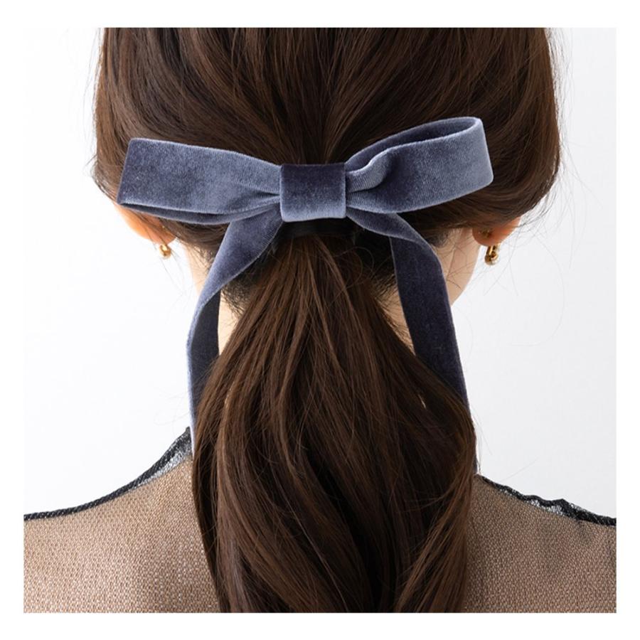 Cream dot. ポニーフック ベロア リボン 大きめ ベルベット ヘアフック