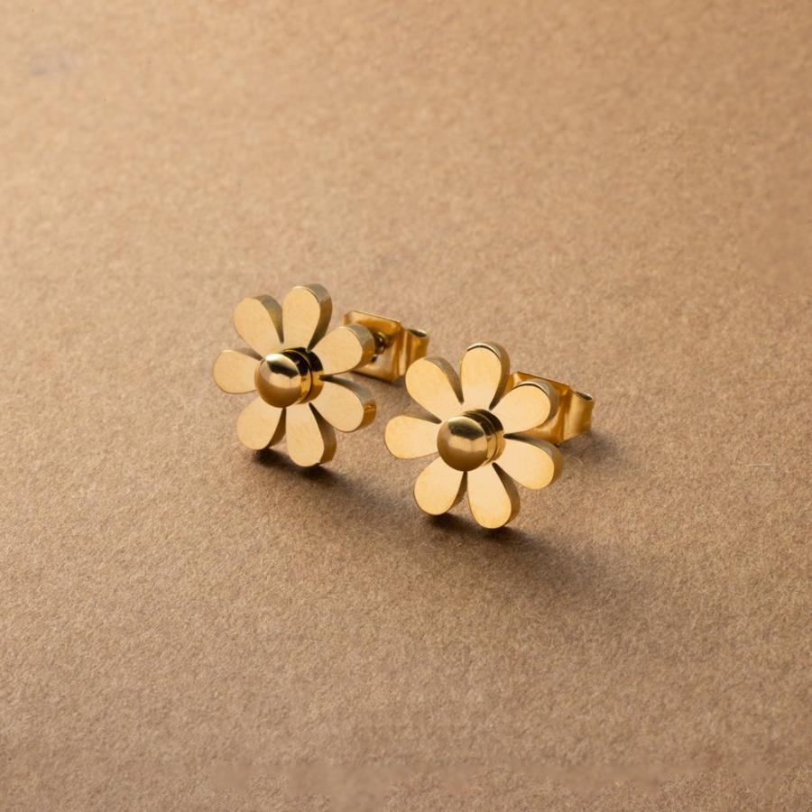 ete 花モチーフ スタッドピアス 金