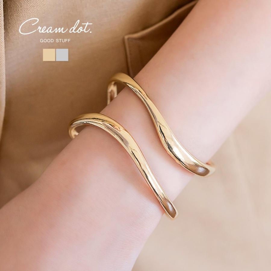 Cream dot.（クリームドット） バングル ブレスレット レイヤード風 ゴールドメタルバングル 重ね付け可能