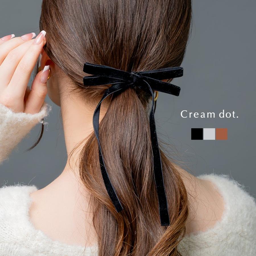 Cream dot.（クリームドット） ポニーフック ベロア 重ねリボン