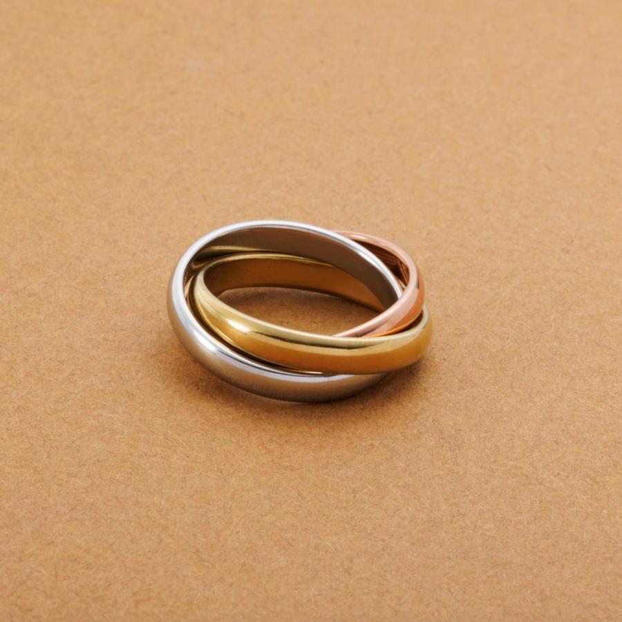 サージカルステンレス リング 指輪 金属アレルギー対応 つけっぱなし トリプル 3連 ツイスト ミックスカラー | Cream dot. | 03