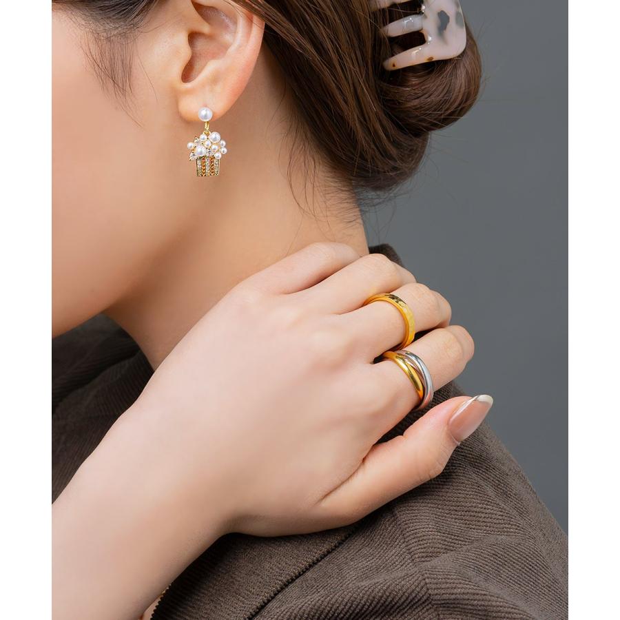 サージカルステンレス リング 指輪 金属アレルギー対応 つけっぱなし トリプル 3連 ツイスト ミックスカラー | Cream dot. | 06