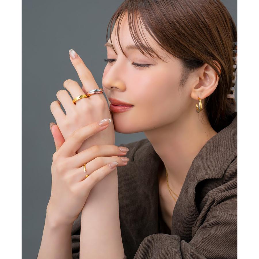 サージカルステンレス リング 指輪 金属アレルギー対応 つけっぱなし トリプル 3連 ツイスト ミックスカラー | Cream dot. | 07
